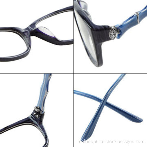 Hot-sale newest acetate optical frames with metal trim in crystal purple